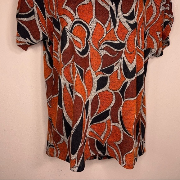 NEW MEDIUM SHARAGANO ORANGE BLACK KNIT TOP SHORT SLEEVE - Picture 7 of 13